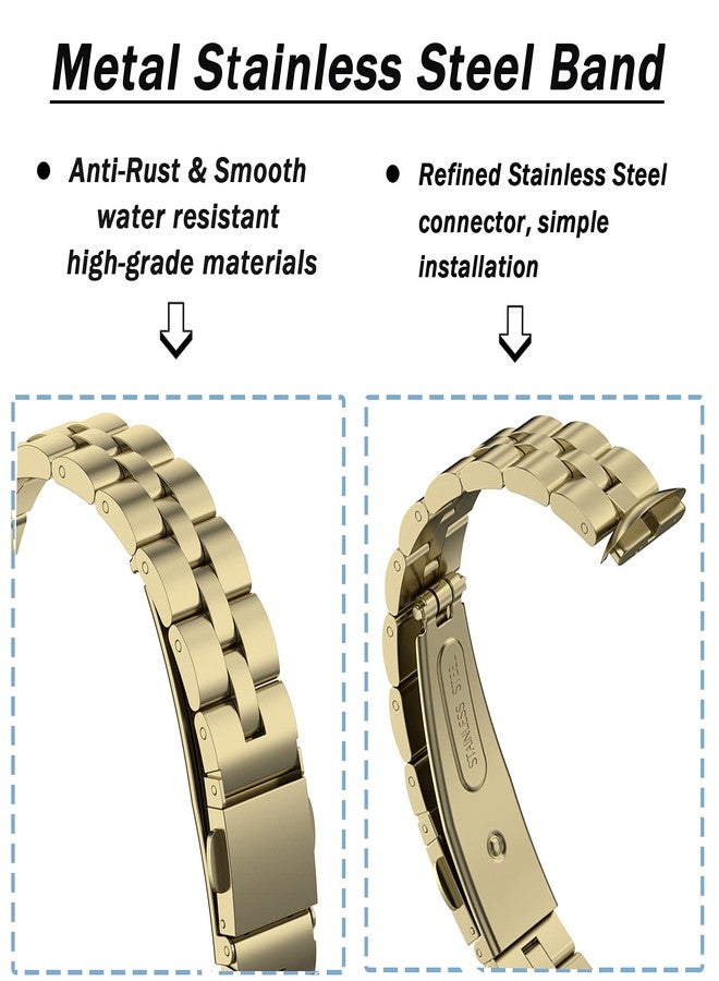 NINKI Gold Band Compatible for Fitbit Luxe Band,Luxury Stainless Steel Slim Strap for Fitbit Luxe Replacement Bands for Fitbit Luxe & Luxe Special Edition Women Men Gold - Image 3